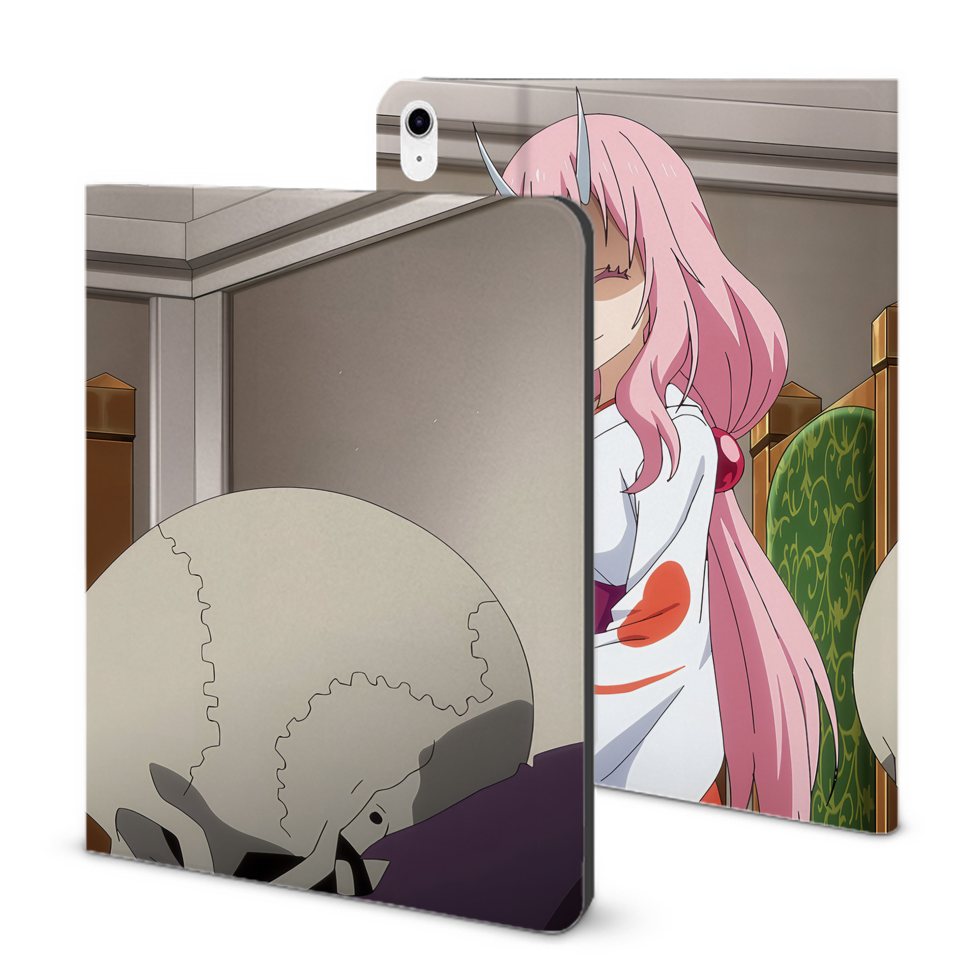 （画像用） 転スラ Regarding Reincarnated to Slime IPad ケース ブック型 PUレザー TPU 耐衝撃 軽量 薄型 ペン収納なし 全面保護 IPad 各モデル対応